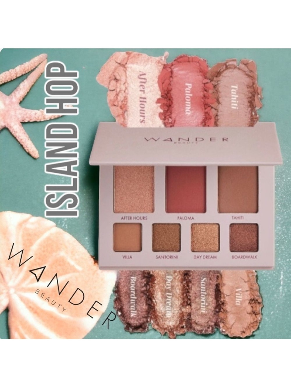 Wander Island Hop Eyeshadow Palette - Pink, Peach, Bronze & Tan Shades